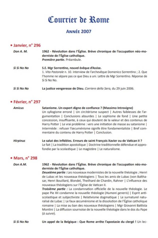 Courrier de Rome Archives 2007