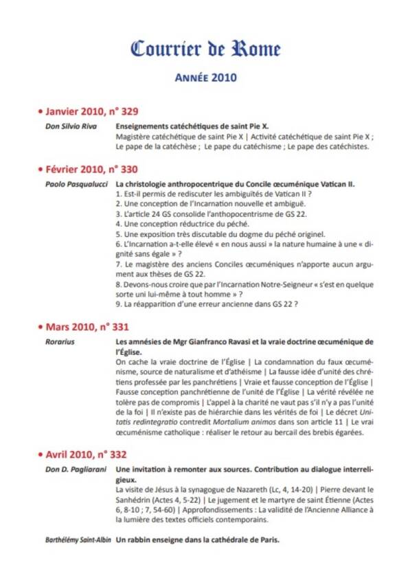 Courrier de Rome Archives 2010