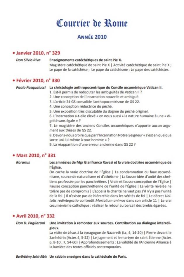Courrier de Rome Archives 2010