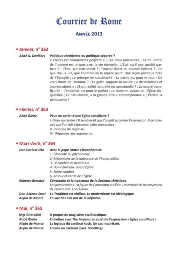 Courrier de Rome Archives 2013