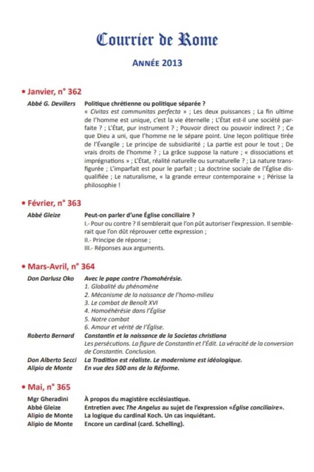 Courrier de Rome Archives 2013
