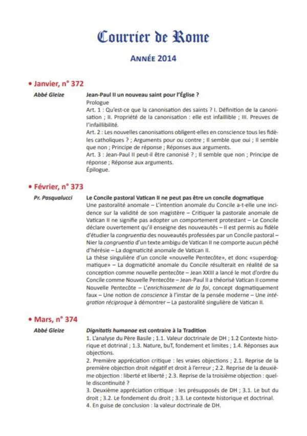 Courrier de Rome Archives 2014