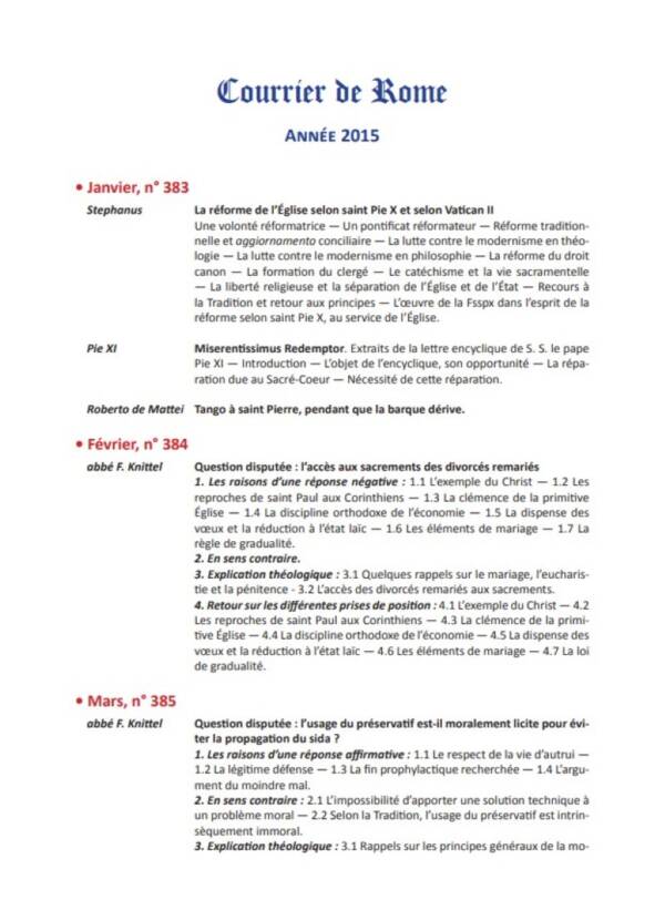 Courrier de Rome Archives 2015