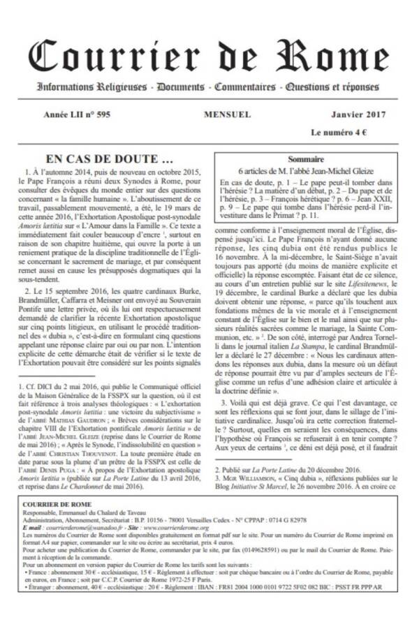 Courrier de Rome Archives 2017