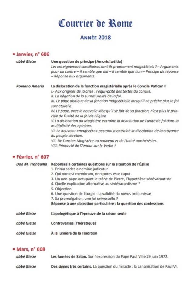 Courrier de Rome Archives 2018