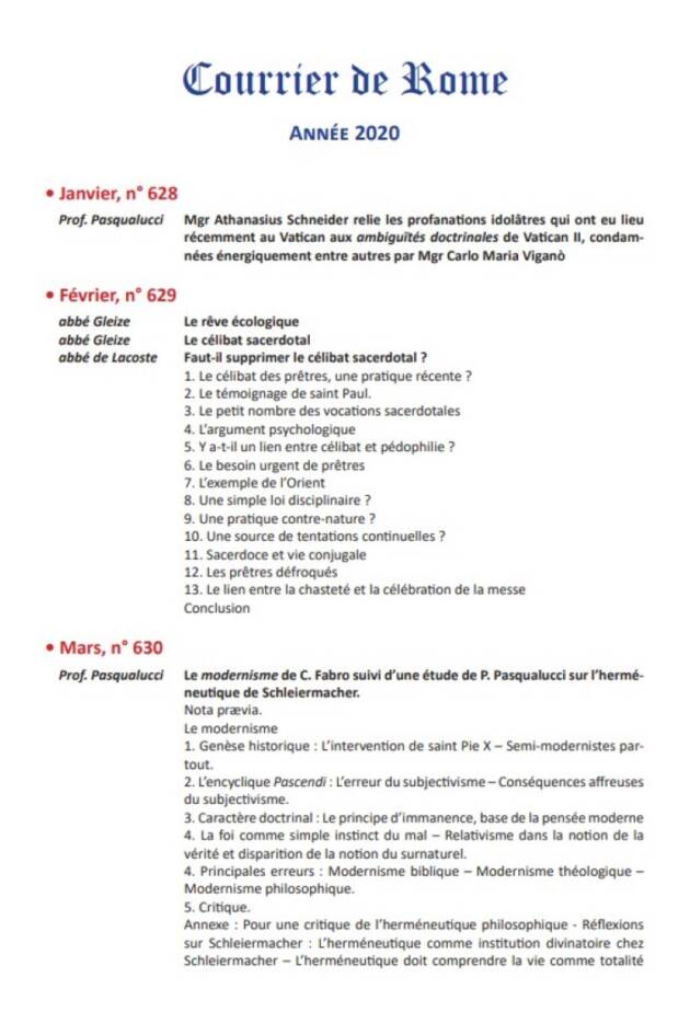 Courrier de Rome Archives 2020