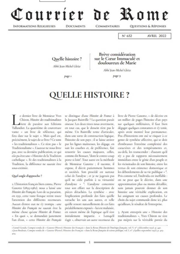 Courrier de Rome Avril 2022