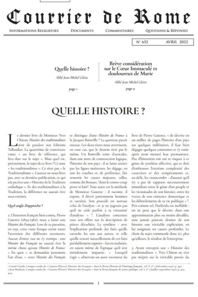 Courrier de Rome Avril 2022