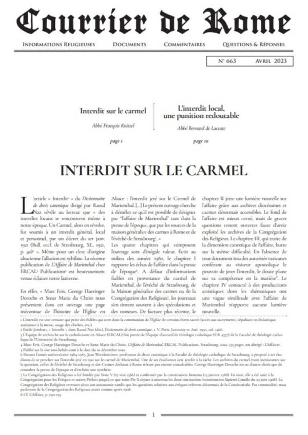 Courrier de Rome Avril 2023