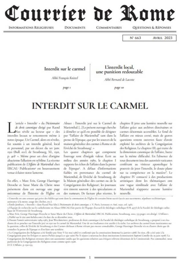 Courrier de Rome Avril 2023