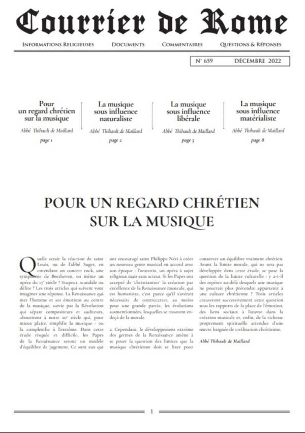 Courrier de Rome Décembre 2022