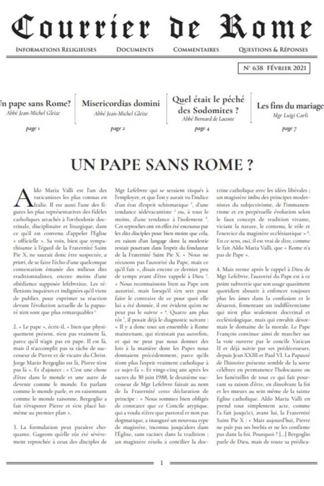 Courrier de Rome Février 2021