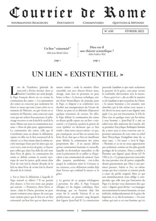 Courrier de Rome Février 2022