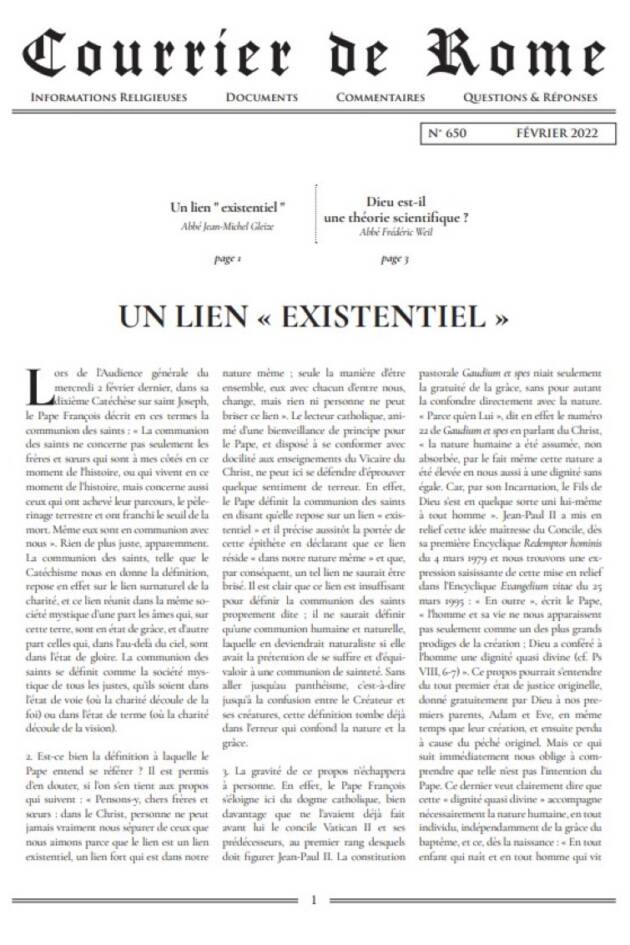 Courrier de Rome Février 2022