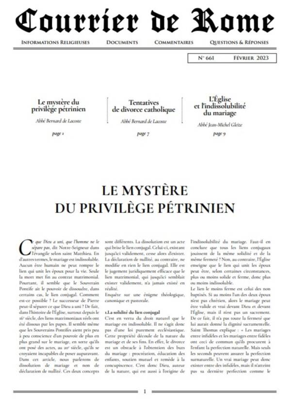Courrier de Rome Février 2023