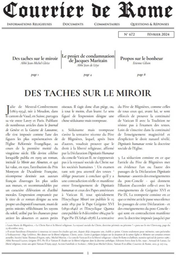 Courrier de Rome Février 2024