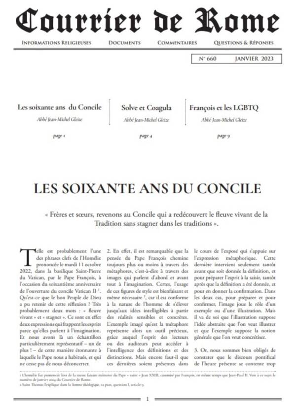 Courrier de Rome Janvier 2023
