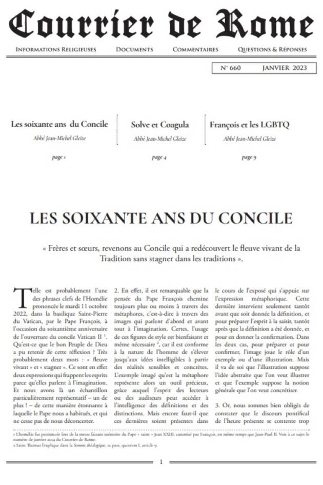 Courrier de Rome Janvier 2023