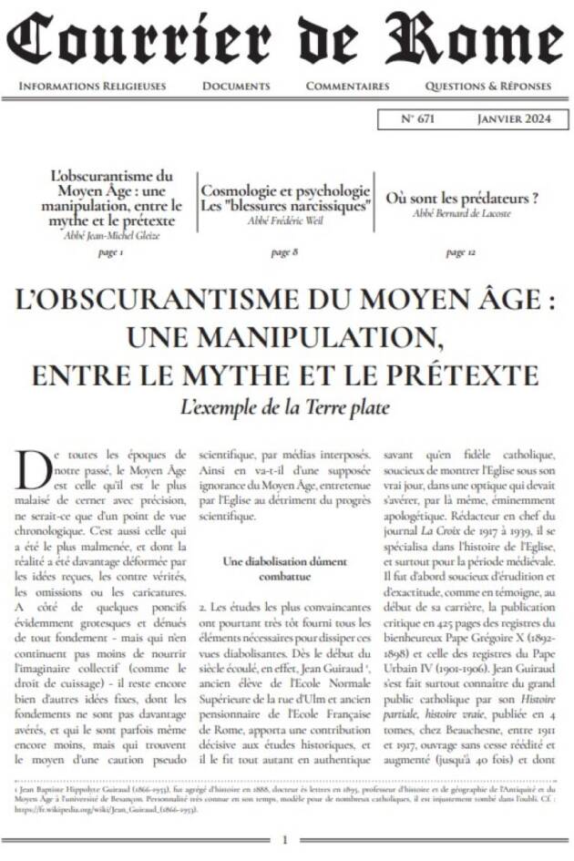 Courrier de Rome Janvier 2024