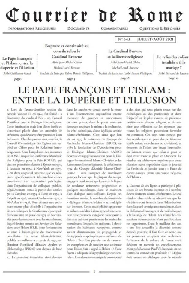 Courrier de Rome Juillet Août 2021