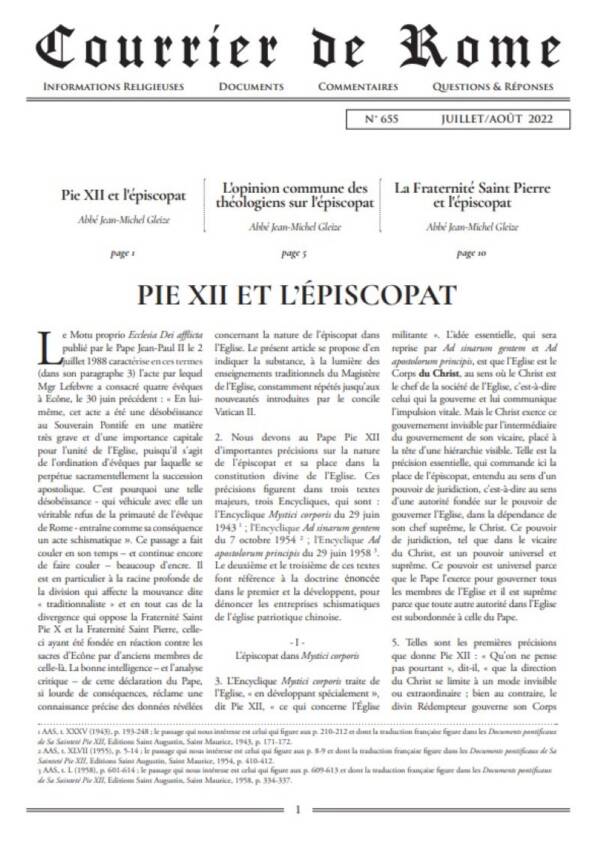 Courrier de Rome Juillet Août 2022