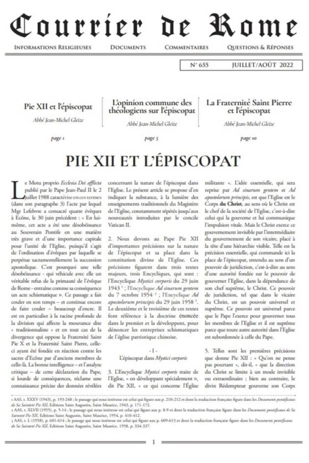 Courrier de Rome Juillet Août 2022