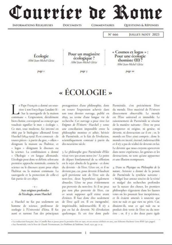 Courrier de Rome Juillet Août 2023