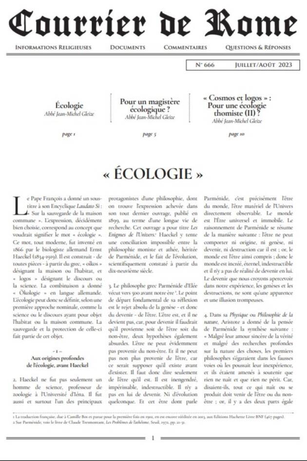 Courrier de Rome Juillet Août 2023