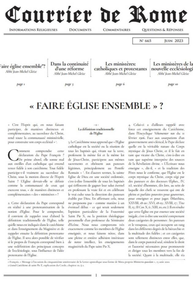 Courrier de Rome Juin 2023