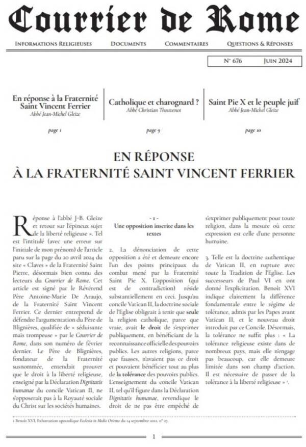 Courrier de Rome Juin 2024