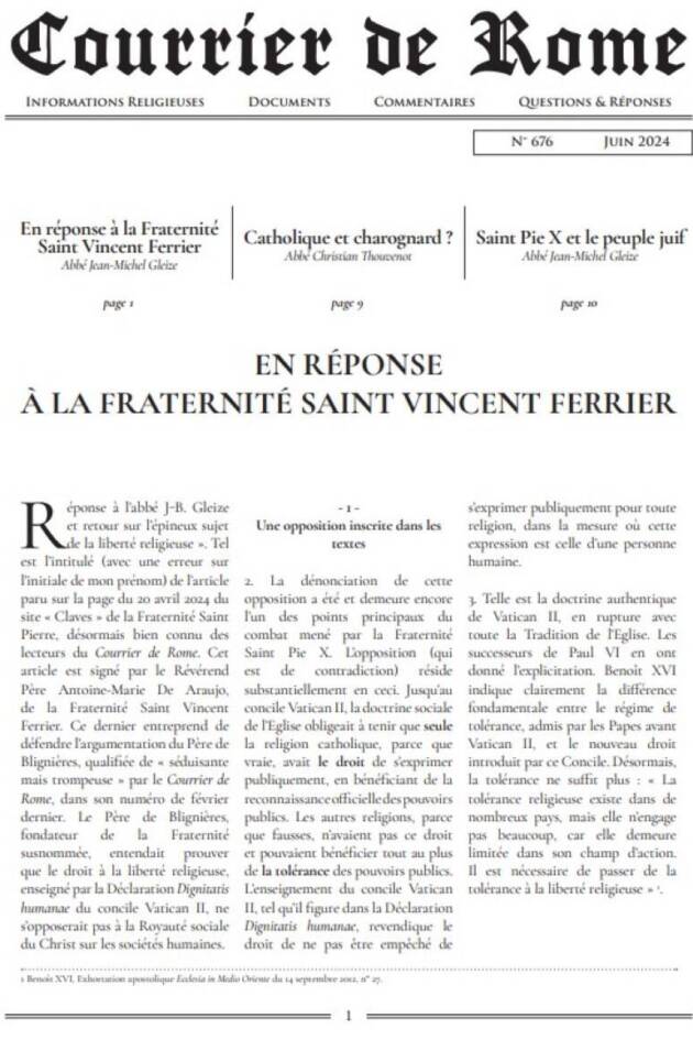 Courrier de Rome Juin 2024