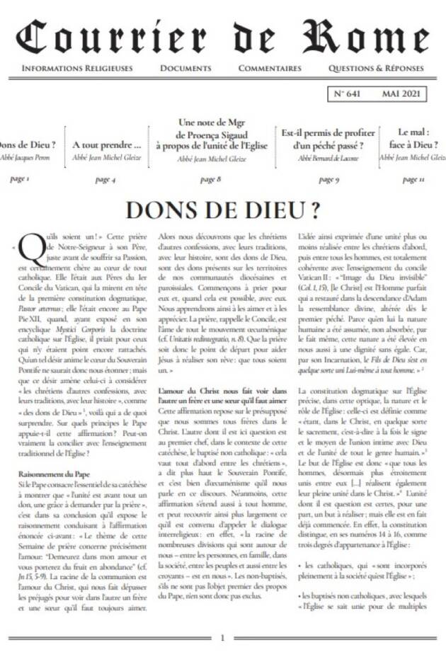 Courrier de Rome Mai 2021