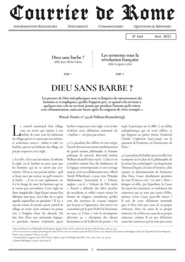 Courrier de Rome Mai 2023