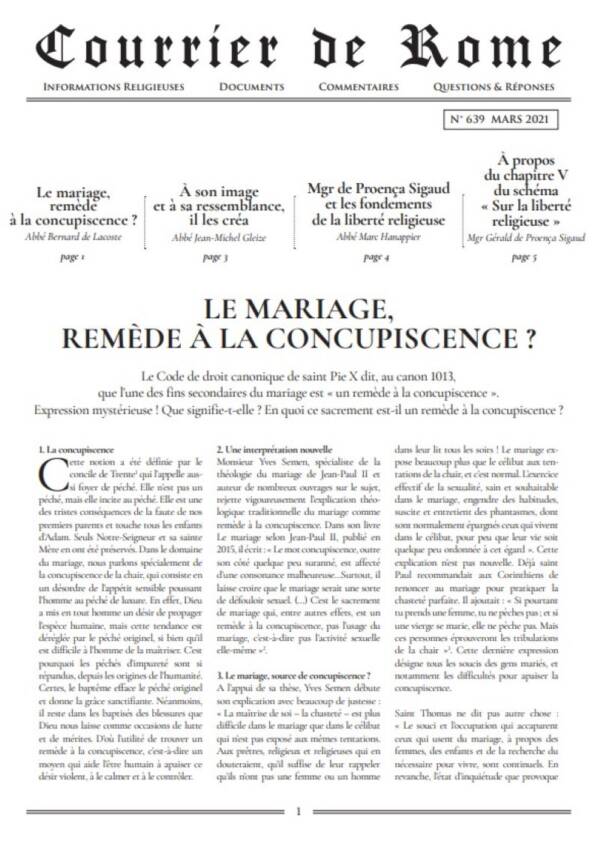 Courrier de Rome Mars 2021