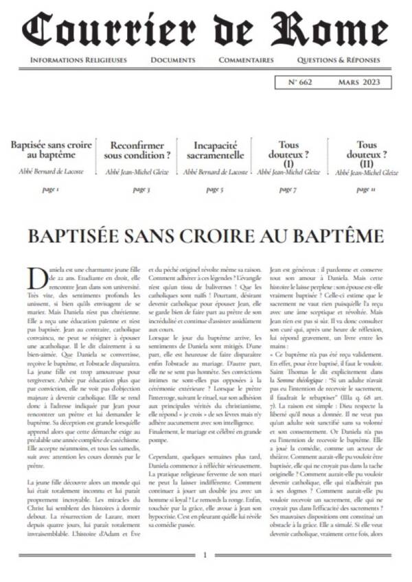 Courrier de Rome Mars 2023