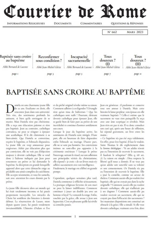 Courrier de Rome Mars 2023