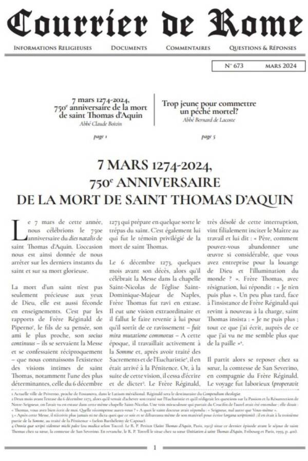 Courrier de Rome Mars 2024