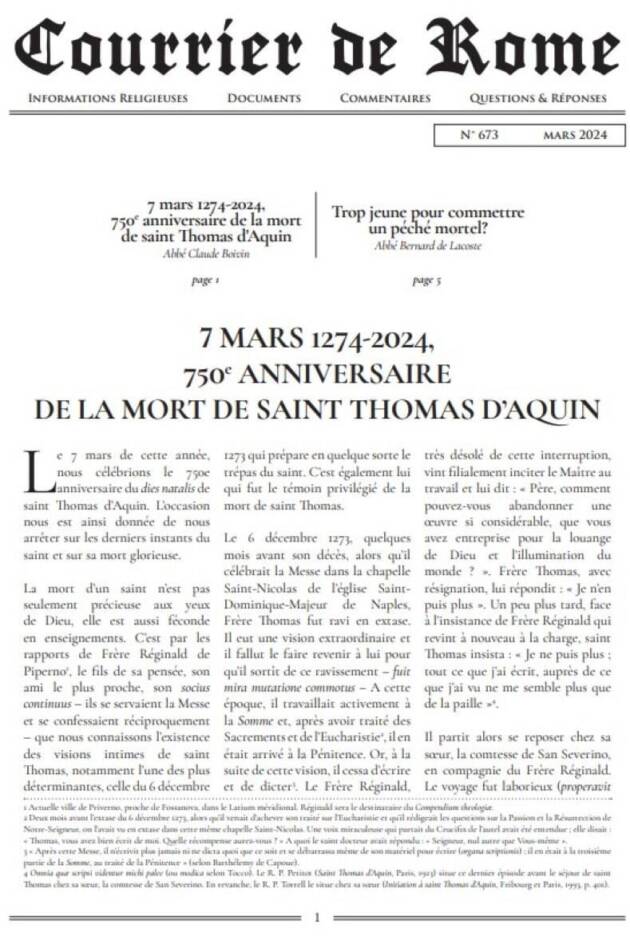 Courrier de Rome Mars 2024