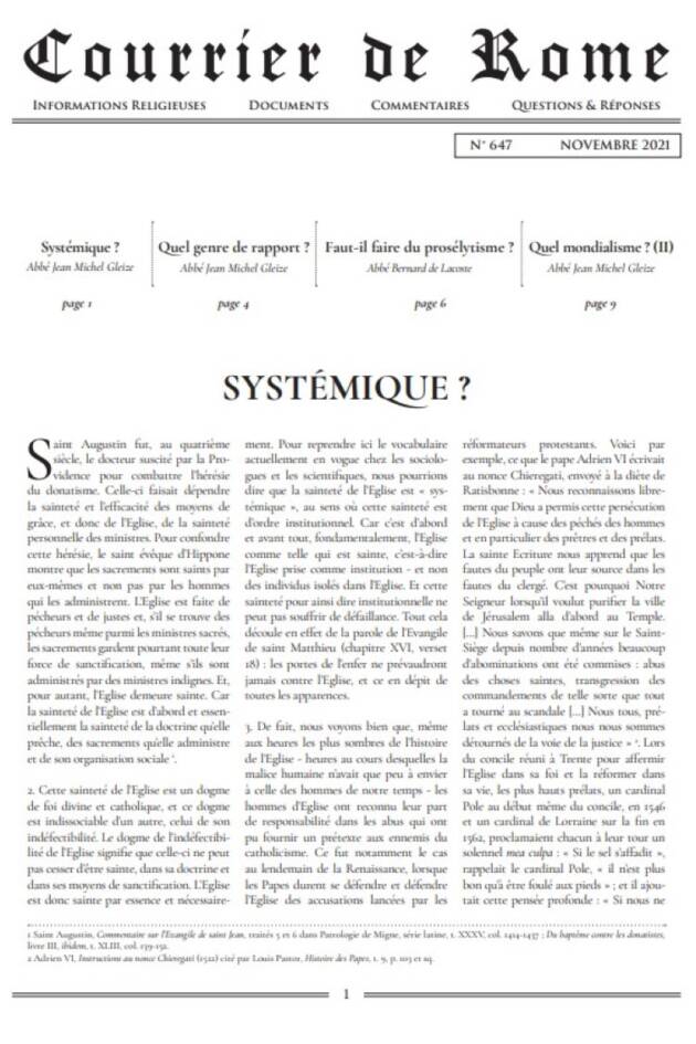 Courrier de Rome Novembre 2021