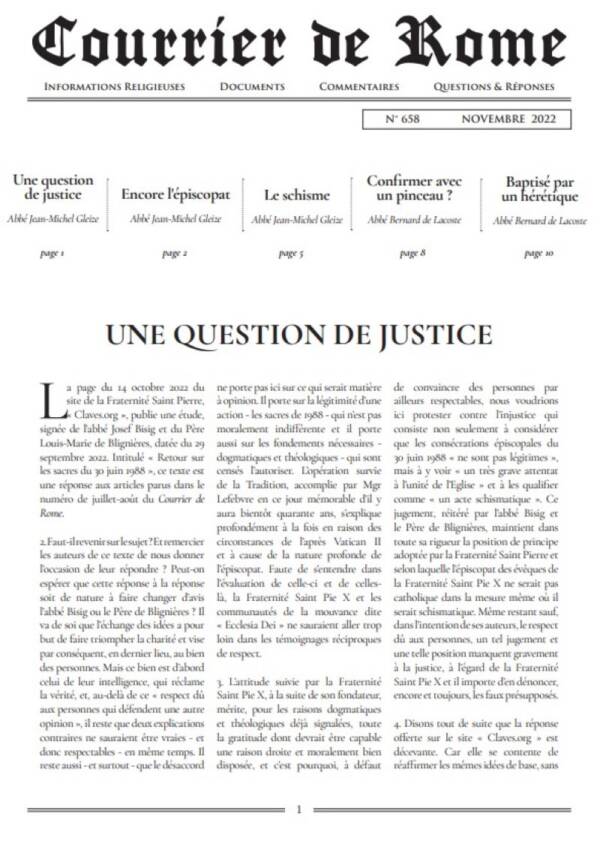 Courrier de Rome Novembre 2022