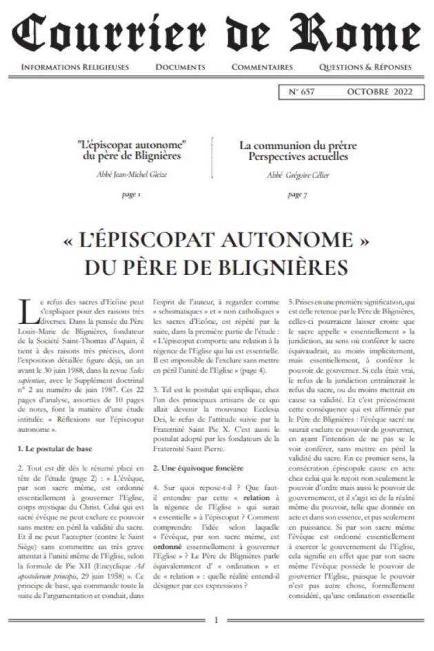 Courrier de Rome Octobre 2022