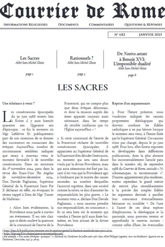 Courrier de Rome Janvier 2025