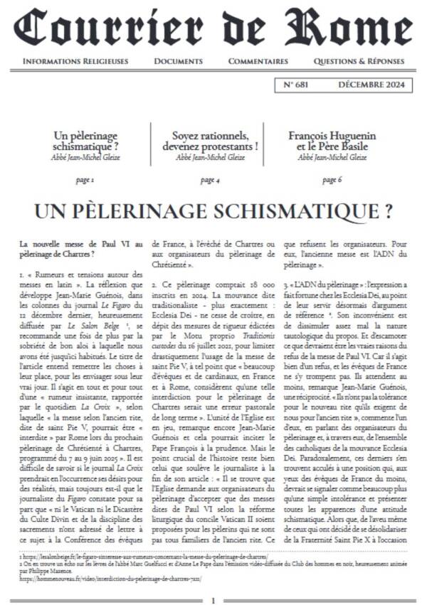 Courrier de Rome Décembre 2024