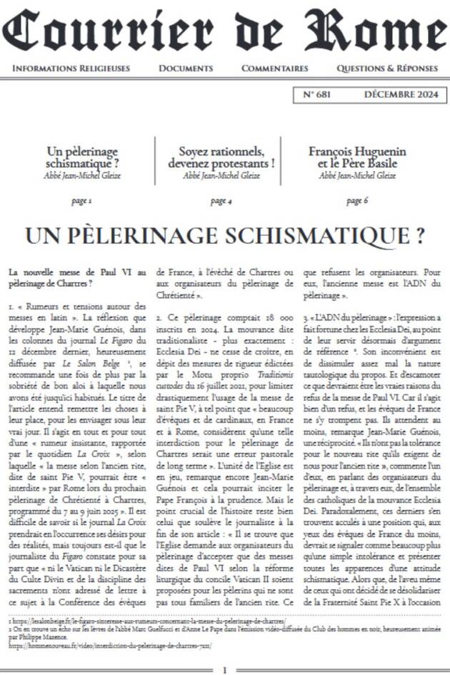 Courrier de Rome Décembre 2024