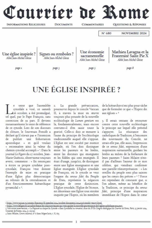 Courrier de Rome Novembre 2024