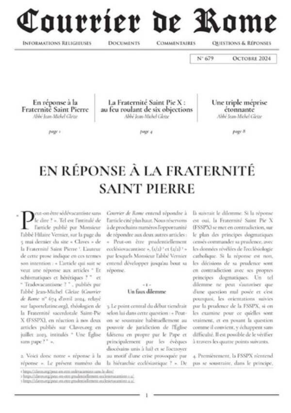 Courrier de Rome Octobre 2024