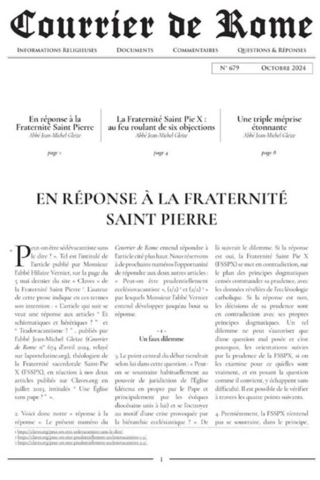 Courrier de Rome Octobre 2024