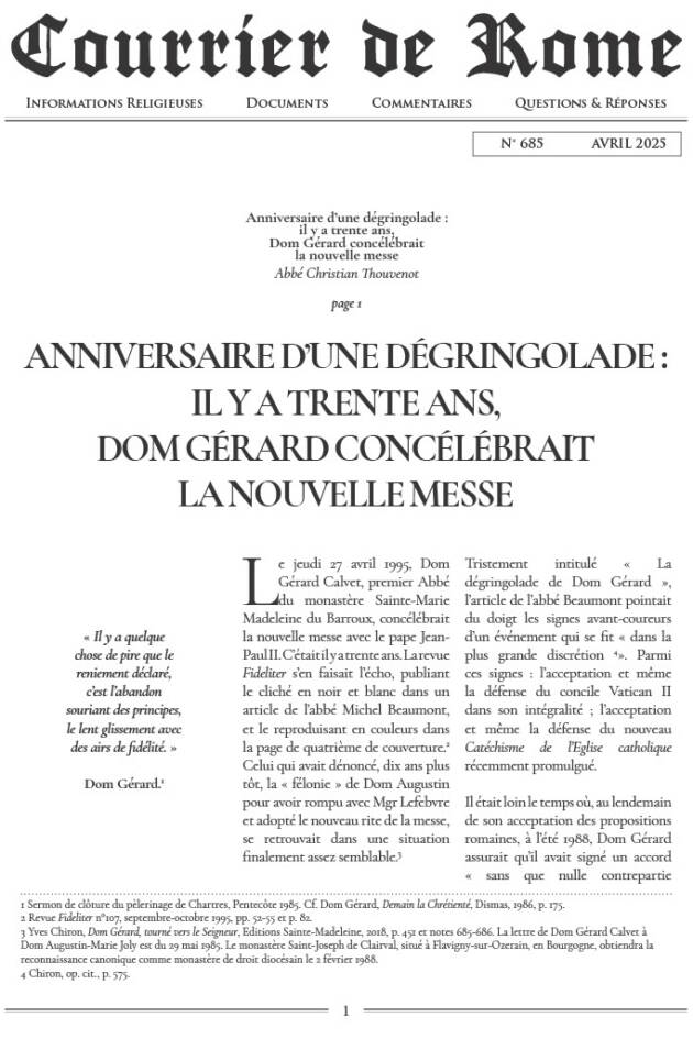 Courrier de Rome Avril 2025