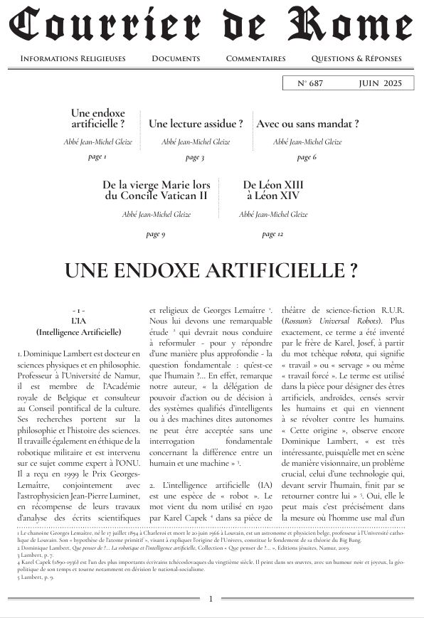 Courrier de Rome Juin 2025
