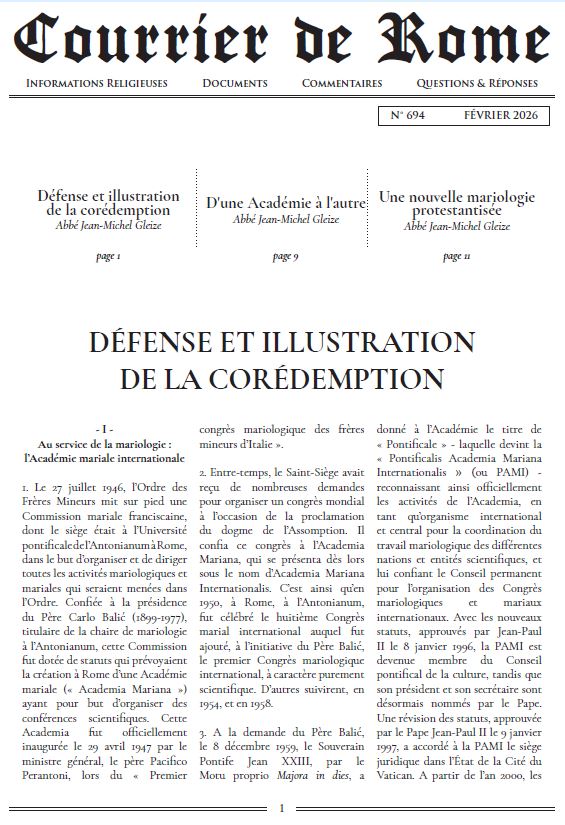 Courrier de Rome Février 2026
